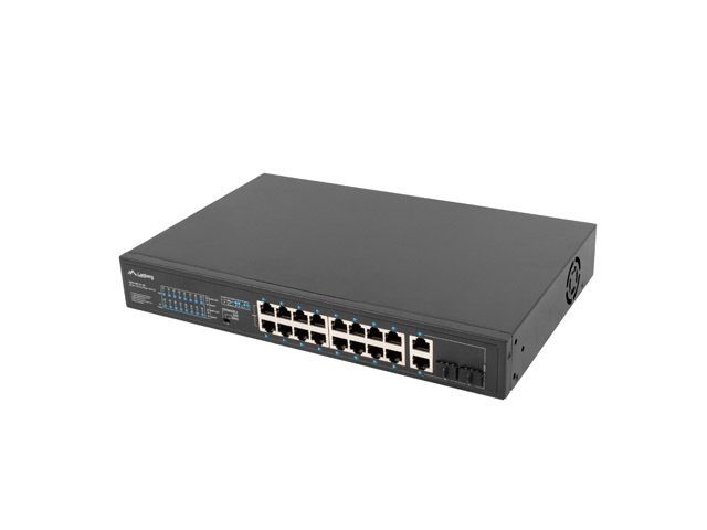 Lanberg RSFE-16P-2C-150 16x100Mbps PoE+ LAN 2x1GbE RJ45/SFP combo port nem menedzselhető PoE switch