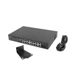 Lanberg RSFE-16P-2C-150 16x100Mbps PoE+ LAN 2x1GbE RJ45/SFP combo port nem menedzselhető PoE switch