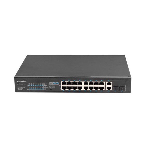Lanberg RSFE-16P-2C-150 16x100Mbps PoE+ LAN 2x1GbE RJ45/SFP combo port nem menedzselhető PoE switch