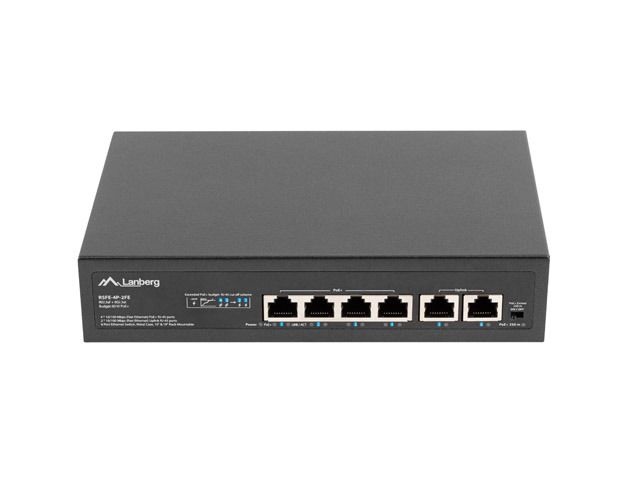 Lanberg RSFE-4P-2FE-60 4x100Mbps PoE+ LAN 2x100Mbps LAN port nem menedzselhető PoE switch