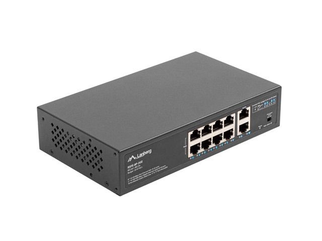 Lanberg RSFE-8P-2GE-120 8x100Mbps PoE+ LAN 2xGbE LAN nem menedzselhető PoE switch