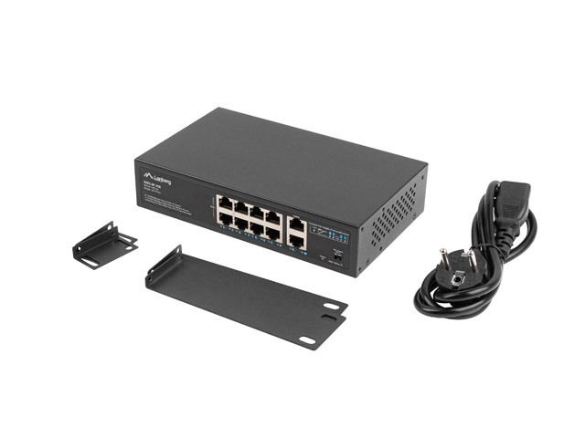 Lanberg RSFE-8P-2GE-120 8x100Mbps PoE+ LAN 2xGbE LAN nem menedzselhető PoE switch