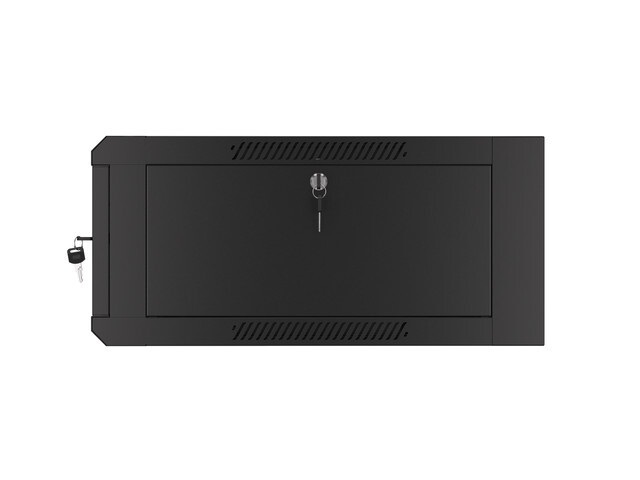 Lanberg WAFA-5604-10B 19" 12U SZÉL:570mm MÉLY:600mm MAG:277mm összeszerelt üvegajtós fekete fali rack szekrény