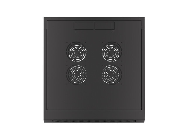 Lanberg WAFA-5604-10B 19" 12U SZÉL:570mm MÉLY:600mm MAG:277mm összeszerelt üvegajtós fekete fali rack szekrény