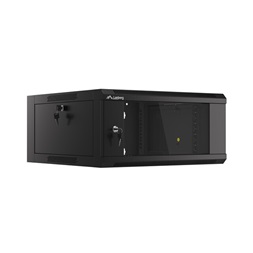 Lanberg WAFA-5604-10B 19" 12U SZÉL:570mm MÉLY:600mm MAG:277mm összeszerelt üvegajtós fekete fali rack szekrény