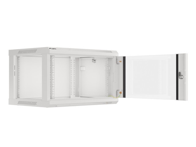 Lanberg WF01-6406-10S 19" 6U SZÉL:600mm MÉLY:450mm MAG:379mm lapraszerelt üvegajtós szürke fali rack szekrény