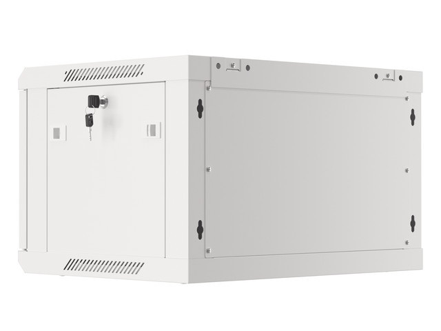 Lanberg WF01-6406-10S 19" 6U SZÉL:600mm MÉLY:450mm MAG:379mm lapraszerelt üvegajtós szürke fali rack szekrény