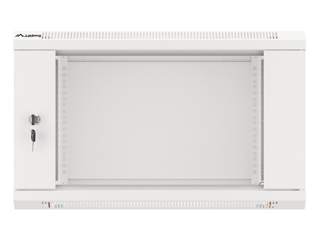 Lanberg WF01-6406-10S 19" 6U SZÉL:600mm MÉLY:450mm MAG:379mm lapraszerelt üvegajtós szürke fali rack szekrény