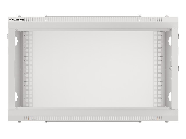 Lanberg WF01-6406-10S 19" 6U SZÉL:600mm MÉLY:450mm MAG:379mm lapraszerelt üvegajtós szürke fali rack szekrény