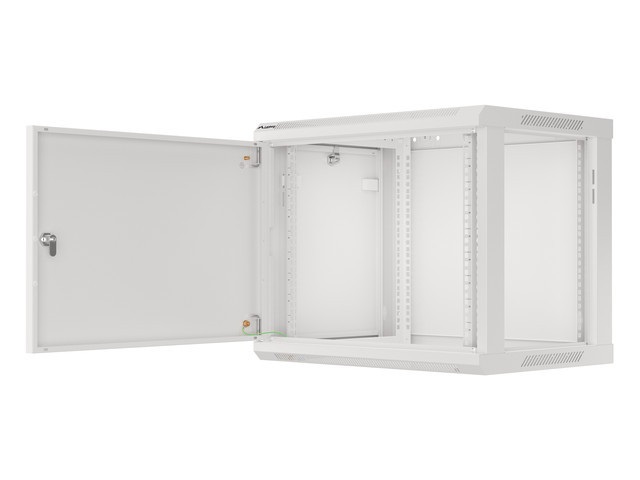 Lanberg WF01-6409-00S 19" 9U SZÉL:600mm MÉLY:450mm MAG:512mm lapraszerelt fémajtós szürke fali rack szekrény