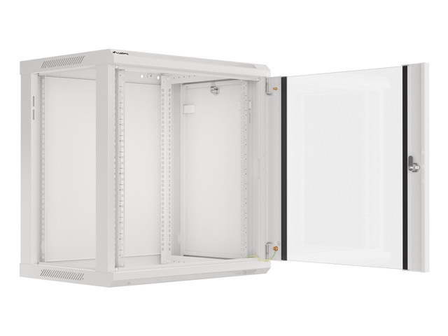 Lanberg WF01-6412-10S 19" 12U SZÉL:600mm MÉLY:450mm MAG:645mm lapraszerelt üvegajtós szürke fali rack szekrény