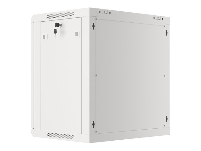 Lanberg WF01-6412-10S 19" 12U SZÉL:600mm MÉLY:450mm MAG:645mm lapraszerelt üvegajtós szürke fali rack szekrény