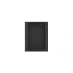 Lanberg WF01-6415-10B 19" 15U SZÉL:600mm MÉLY:450mm MAG:774mm lapraszerelt üvegajtós fekete fali rack szekrény (Újszerű)