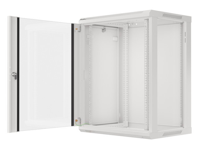 Lanberg WF01-6415-10S 19" 15U SZÉL:600mm MÉLY:450mm MAG:774mm lapraszerelt üvegajtós szürke fali rack szekrény