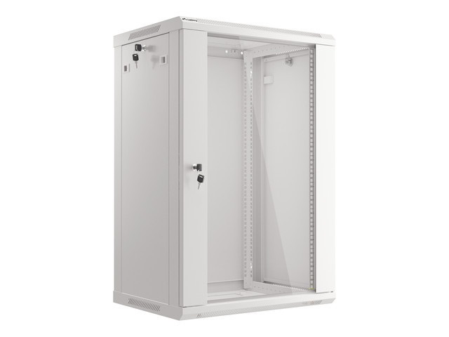 Lanberg WF01-6418-10S 19" 18U SZÉL:600mm MÉLY:450mm MAG:907mm lapraszerelt üvegajtós szürke fali rack szekrény