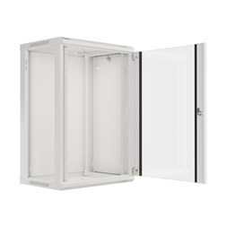 Lanberg WF01-6418-10S 19" 18U SZÉL:600mm MÉLY:450mm MAG:907mm lapraszerelt üvegajtós szürke fali rack szekrény