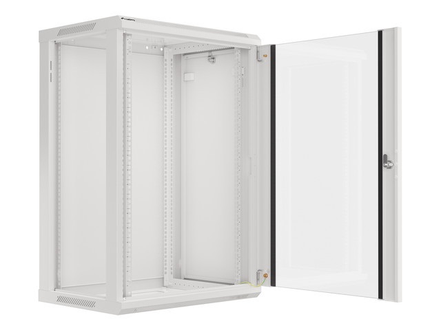 Lanberg WF01-6418-10S 19" 18U SZÉL:600mm MÉLY:450mm MAG:907mm lapraszerelt üvegajtós szürke fali rack szekrény