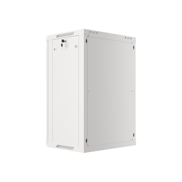 Lanberg WF01-6418-10S 19" 18U SZÉL:600mm MÉLY:450mm MAG:907mm lapraszerelt üvegajtós szürke fali rack szekrény