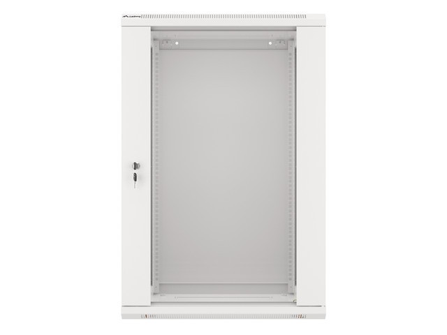 Lanberg WF01-6418-10S 19" 18U SZÉL:600mm MÉLY:450mm MAG:907mm lapraszerelt üvegajtós szürke fali rack szekrény