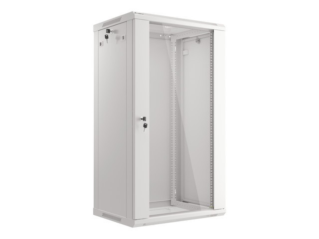 Lanberg WF01-6422-10S 19" 22U SZÉL:600mm MÉLY:450mm MAG:1085mm lapraszerelt üvegajtós szürke fali rack szekrény