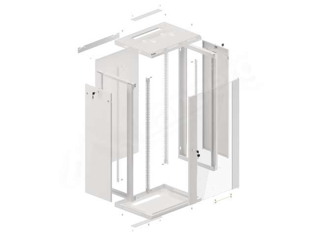 Lanberg WF01-6422-10S 19" 22U SZÉL:600mm MÉLY:450mm MAG:1085mm lapraszerelt üvegajtós szürke fali rack szekrény