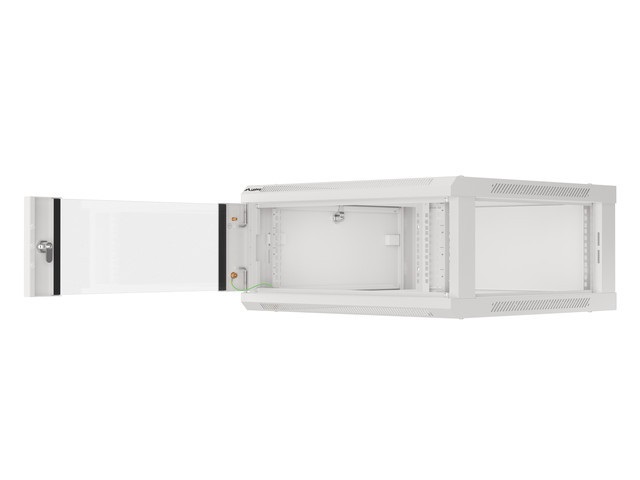 Lanberg WF01-6604-10S 19" 4U SZÉL:600mm MÉLY:600mm MAG:290mm lapraszerelt üvegajtós szürke fali rack szekrény