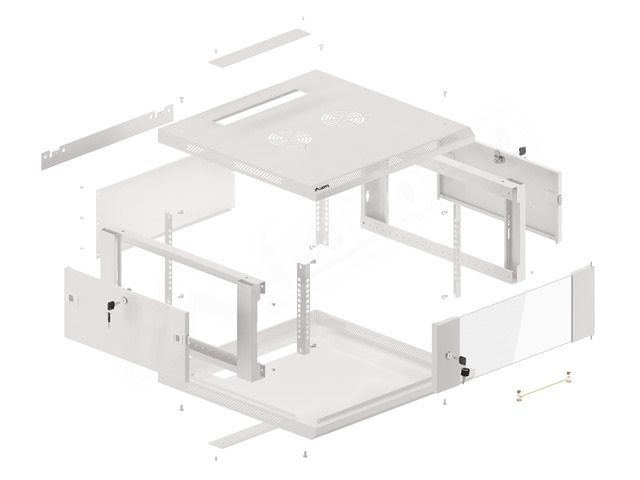Lanberg WF01-6604-10S 19" 4U SZÉL:600mm MÉLY:600mm MAG:290mm lapraszerelt üvegajtós szürke fali rack szekrény