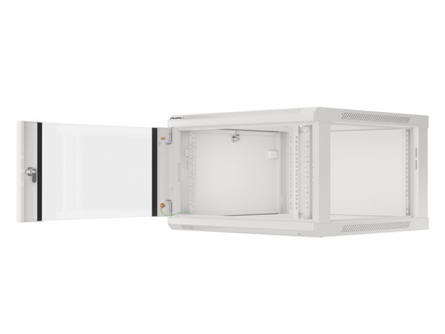 Lanberg WF01-6606-10S 19" 6U SZÉL:600mm MÉLY:600mm MAG:379mm lapraszerelt üvegajtós szürke fali rack szekrény