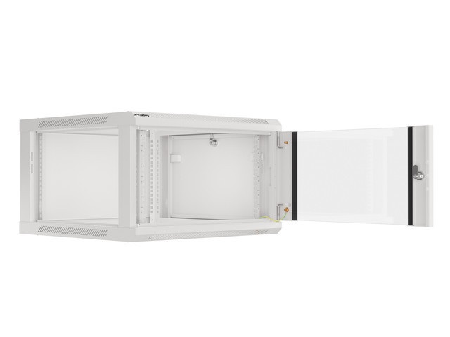 Lanberg WF01-6606-10S 19" 6U SZÉL:600mm MÉLY:600mm MAG:379mm lapraszerelt üvegajtós szürke fali rack szekrény