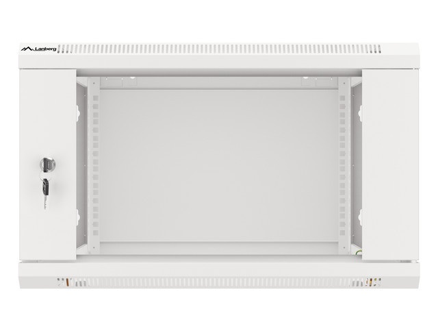 Lanberg WF01-6606-10S 19" 6U SZÉL:600mm MÉLY:600mm MAG:379mm lapraszerelt üvegajtós szürke fali rack szekrény