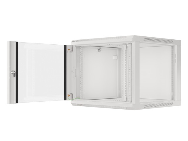 Lanberg WF01-6609-10S 19" 9U SZÉL:600mm MÉLY:600mm MAG:512mm lapraszerelt üvegajtós szürke fali rack szekrény