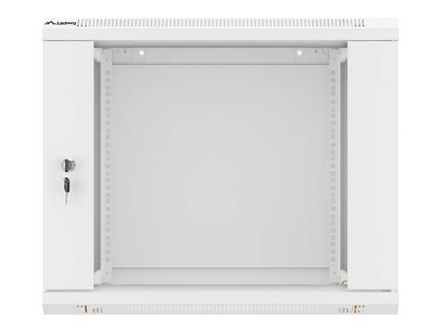Lanberg WF01-6609-10S 19" 9U SZÉL:600mm MÉLY:600mm MAG:512mm lapraszerelt üvegajtós szürke fali rack szekrény
