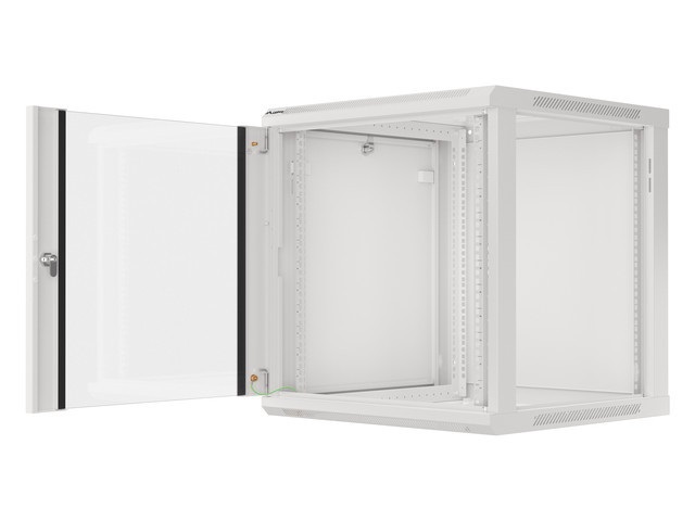 Lanberg WF01-6612-10S 19" 12U SZÉL:600mm MÉLY:600mm MAG:645mm lapraszerelt üvegajtós szürke fali rack szekrény