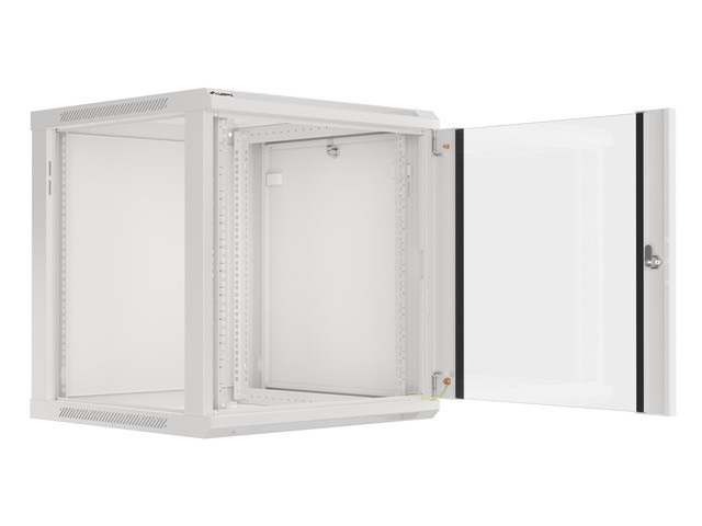 Lanberg WF01-6612-10S 19" 12U SZÉL:600mm MÉLY:600mm MAG:645mm lapraszerelt üvegajtós szürke fali rack szekrény