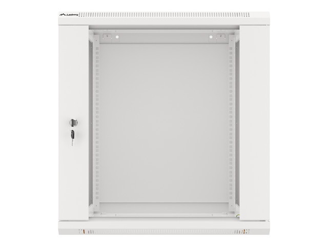 Lanberg WF01-6612-10S 19" 12U SZÉL:600mm MÉLY:600mm MAG:645mm lapraszerelt üvegajtós szürke fali rack szekrény