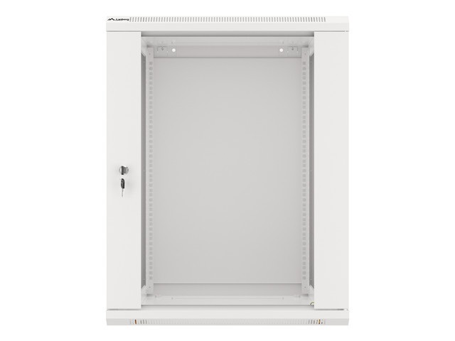 Lanberg WF01-6615-10S 19" 15U SZÉL:600mm MÉLY:600mm MAG:774mm lapraszerelt üvegajtós szürke fali rack szekrény
