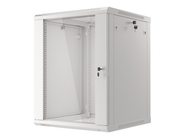 Lanberg WF01-6615-10S 19" 15U SZÉL:600mm MÉLY:600mm MAG:774mm lapraszerelt üvegajtós szürke fali rack szekrény