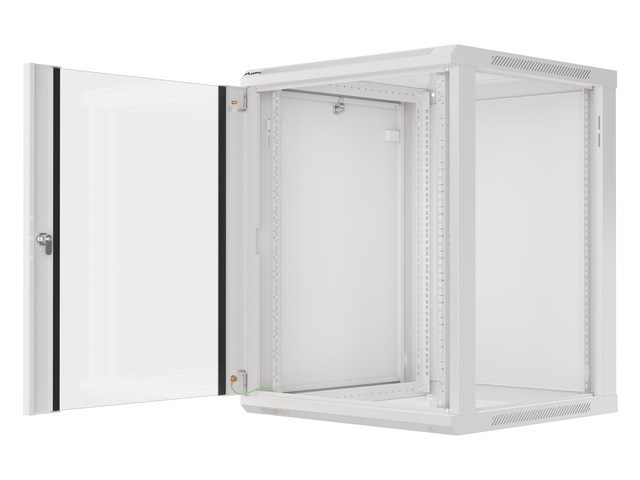 Lanberg WF01-6615-10S 19" 15U SZÉL:600mm MÉLY:600mm MAG:774mm lapraszerelt üvegajtós szürke fali rack szekrény