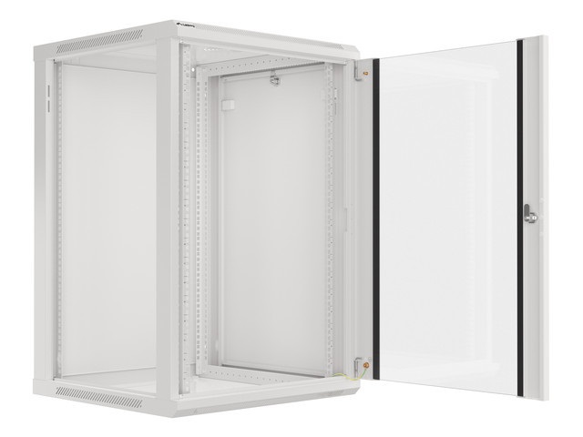 Lanberg WF01-6618-10S 19" 18U SZÉL:600mm MÉLY:600mm MAG:907mm lapraszerelt üvegajtós szürke fali rack szekrény