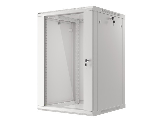 Lanberg WF01-6618-10S 19" 18U SZÉL:600mm MÉLY:600mm MAG:907mm lapraszerelt üvegajtós szürke fali rack szekrény