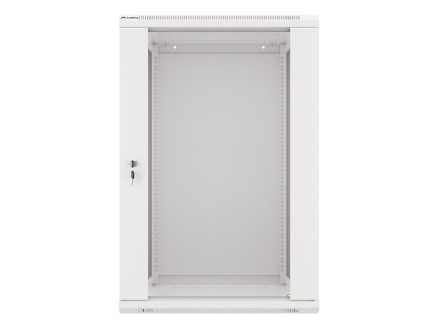 Lanberg WF01-6618-10S 19" 18U SZÉL:600mm MÉLY:600mm MAG:907mm lapraszerelt üvegajtós szürke fali rack szekrény