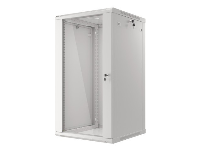 Lanberg WF01-6622-10S 19" 22U SZÉL:600mm MÉLY:600mm MAG:1085mm lapraszerelt üvegajtós szürke fali rack szekrény