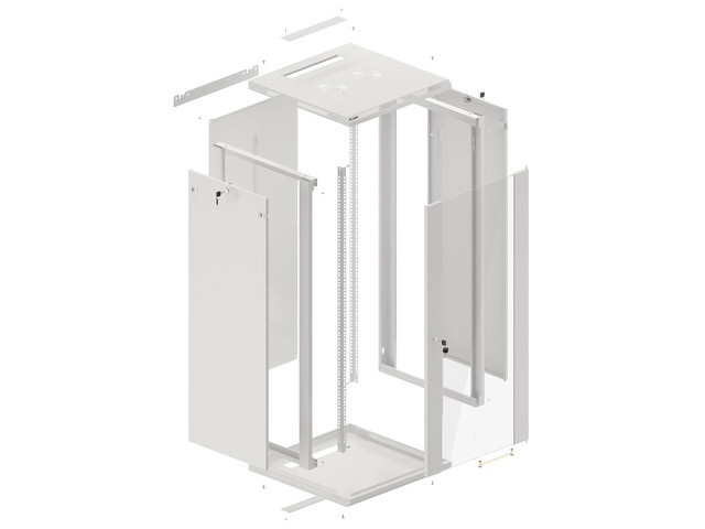 Lanberg WF01-6627-10S 19" 27U SZÉL:600mm MÉLY:600mm MAG:1307mm lapraszerelt üvegajtós szürke fali rack szekrény