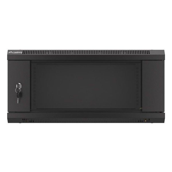 Lanberg WF01-6404-10B 19" 4U SZÉL:600mm MÉLY:450mm MAG:290mm lapraszerelt üvegajtós fekete fali rack szekrény