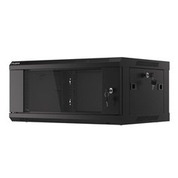 Lanberg WF01-6404-10B 19" 4U SZÉL:600mm MÉLY:450mm MAG:290mm lapraszerelt üvegajtós fekete fali rack szekrény