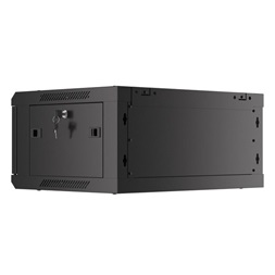 Lanberg WF01-6404-10B 19" 4U SZÉL:600mm MÉLY:450mm MAG:290mm lapraszerelt üvegajtós fekete fali rack szekrény