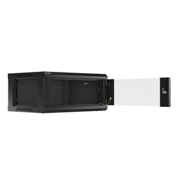 Lanberg WF01-6404-10B 19" 4U SZÉL:600mm MÉLY:450mm MAG:290mm lapraszerelt üvegajtós fekete fali rack szekrény