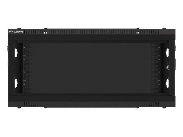 Lanberg WF01-6404-10B 19" 4U SZÉL:600mm MÉLY:450mm MAG:290mm lapraszerelt üvegajtós fekete fali rack szekrény