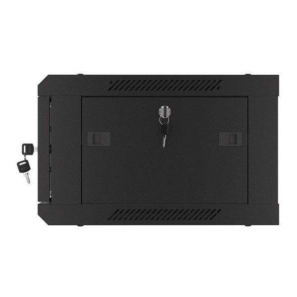 Lanberg WF01-6404-10B 19" 4U SZÉL:600mm MÉLY:450mm MAG:290mm lapraszerelt üvegajtós fekete fali rack szekrény
