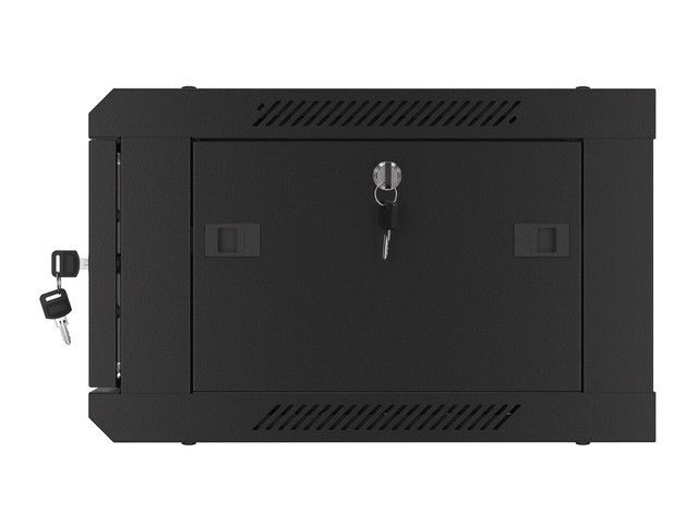 Lanberg WF01-6404-10B 19" 4U SZÉL:600mm MÉLY:450mm MAG:290mm lapraszerelt üvegajtós fekete fali rack szekrény